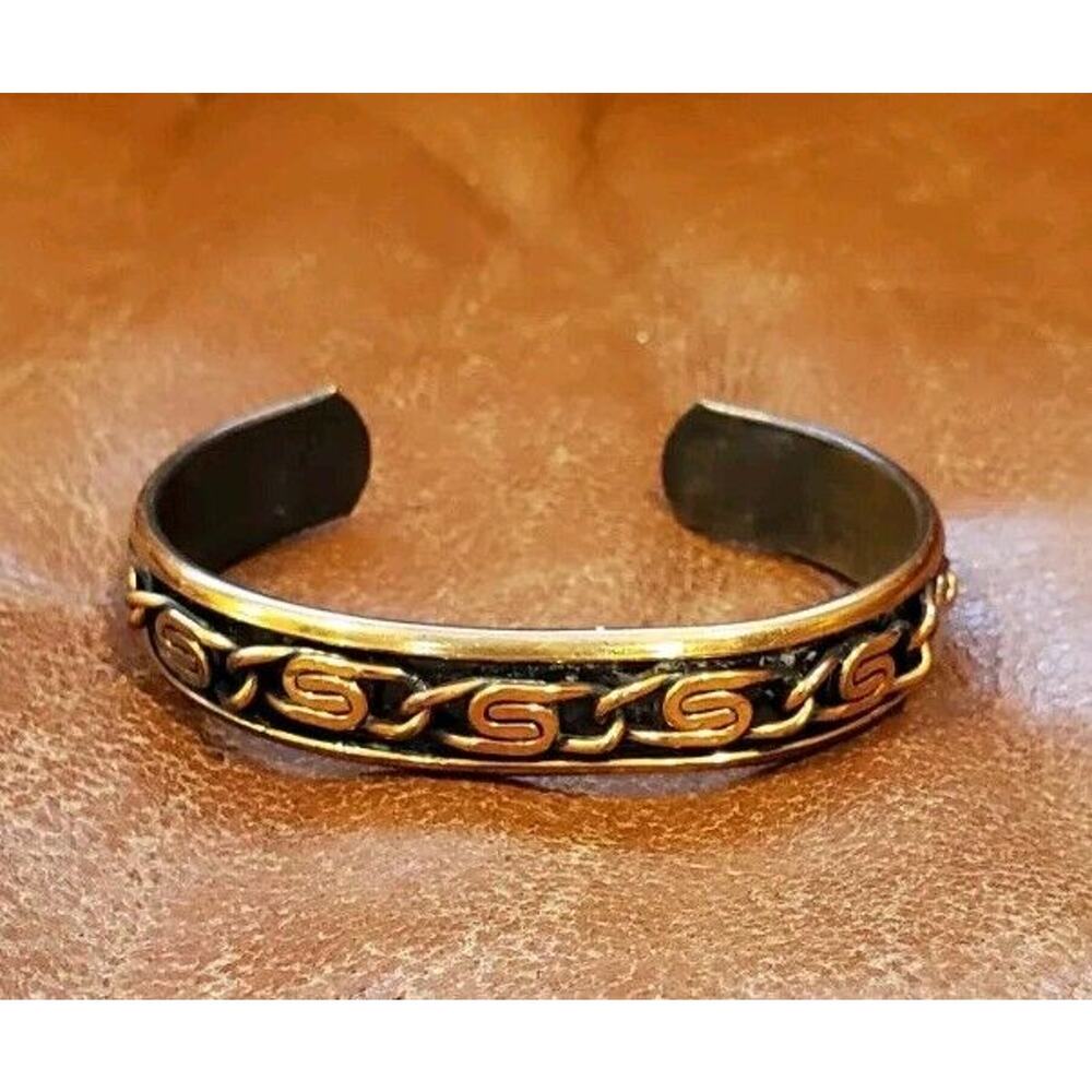 2.5 Inch Copper Tone Greek Key Snail Link Cuff Bracelet
